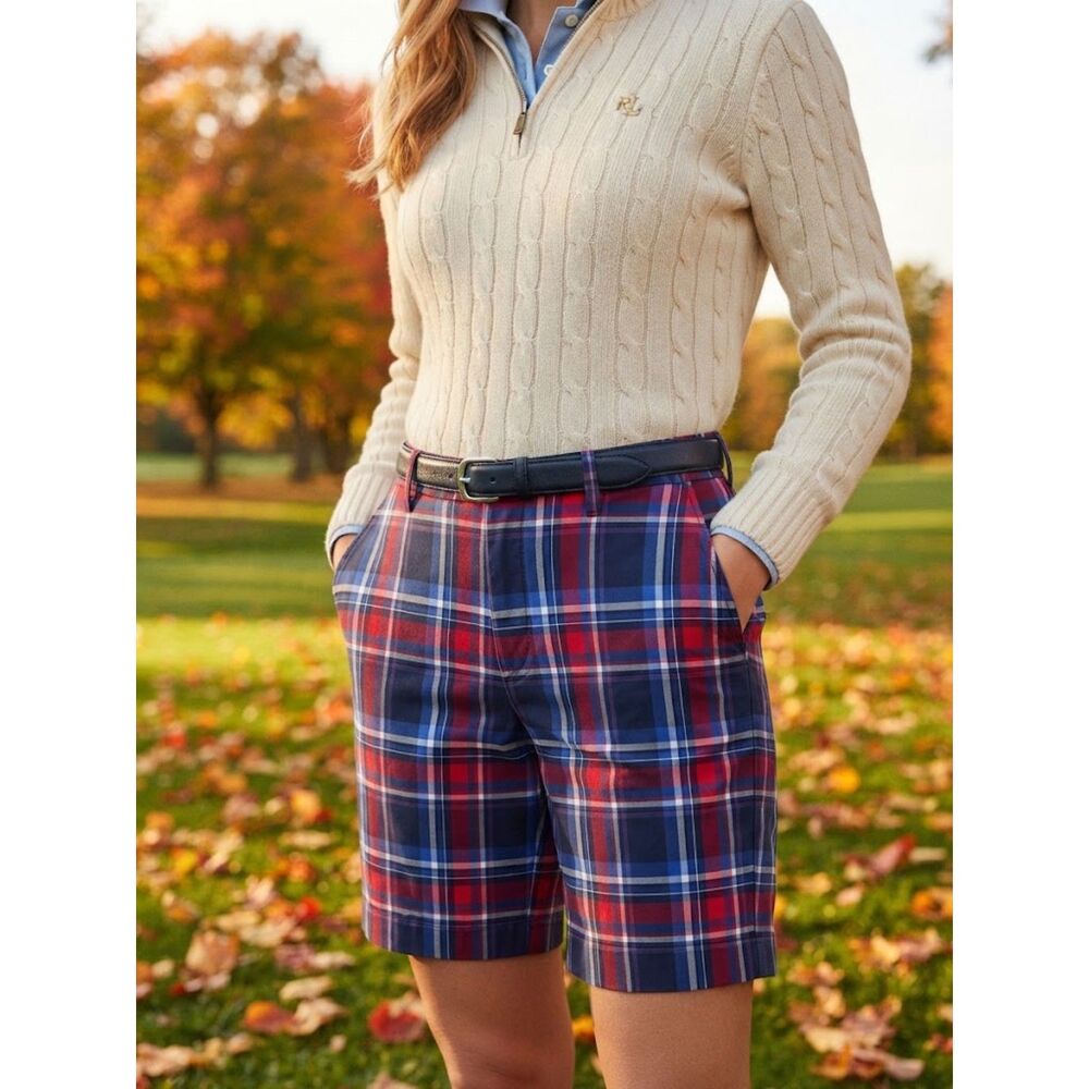 Women’s Lauren Ralph Lauren - Red & Blue plaid golf shorts
